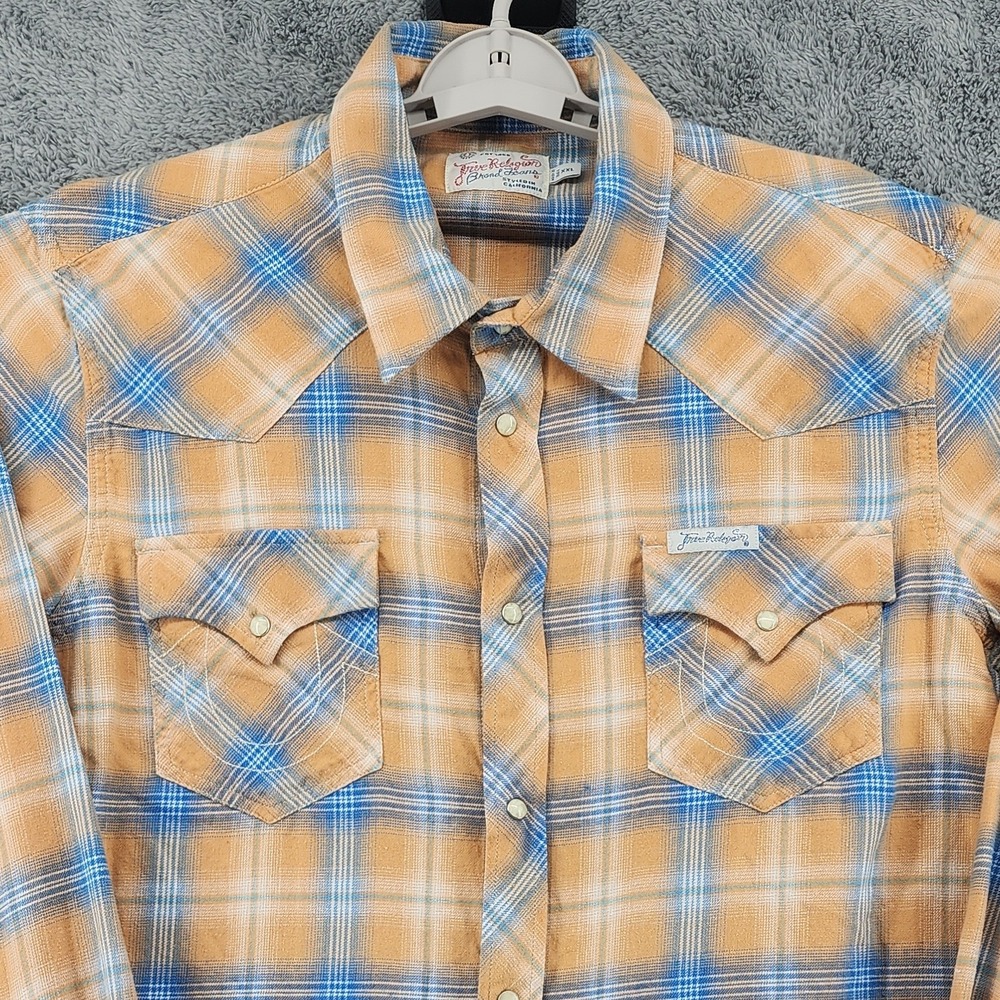 True Religion Shirt Mens 2XL Plaid Flannel Pearl Snaps Horseshoe Dual Pockets